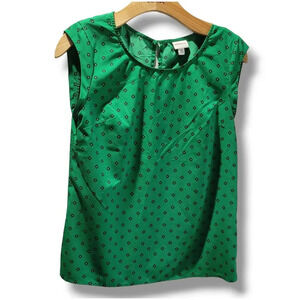 Merona women's green floral cap sleeves careerwear Blouse  - small
